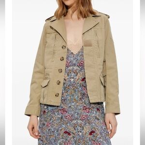 NWOT Zadig & Voltaire Klimi Cotton Lightweight Military Utility Cargo Jacket Tan